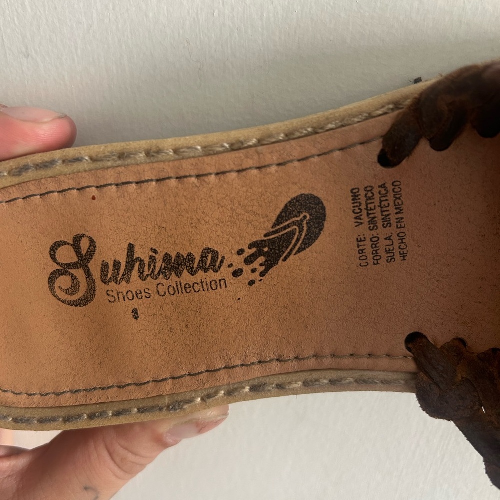 Brown Slip on Woven Huaraches Women's Shoes - Picture 6 of 6